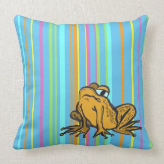 Cute Toad Cartoon Stripes Pattern Throw Pillow