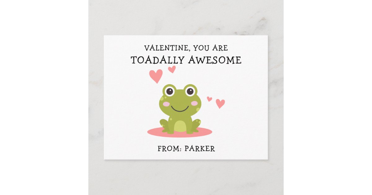 Cute Toadally Awesome Classroom Valentine Postcard | Zazzle