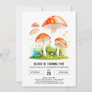 Cute Toadstool Kingdom Kids Birthday Invitation