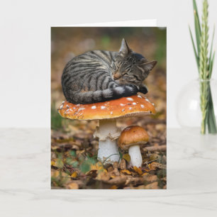 Cute Toadstool Tabby Folded Greeting Card
