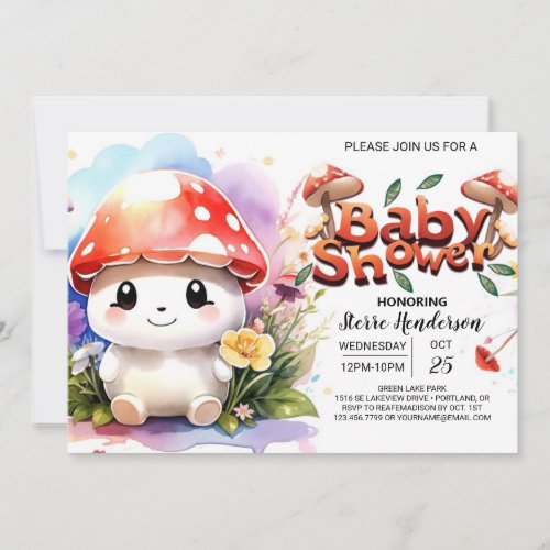 Cute Toadstool Treasures Discovered Baby Shower Invitation