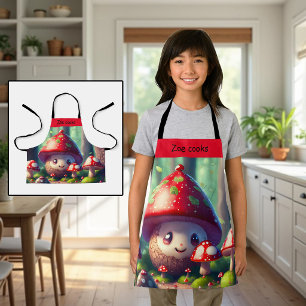 Cute toadstools in the forest - custom kids apron