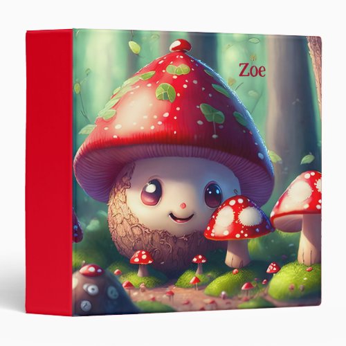 Cute toadstools in the forest _ good luck custom 3 ring binder