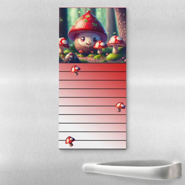 Cute toadstools in the forest - good luck magnetic notepad (In Situ)