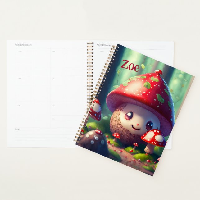 Cute toadstools in the forest - good luck planner (Display)