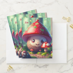 Cute toadstools in the forest - good luck  pocket folder