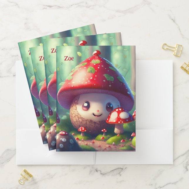 Cute toadstools in the forest - good luck  pocket folder (In Situ)