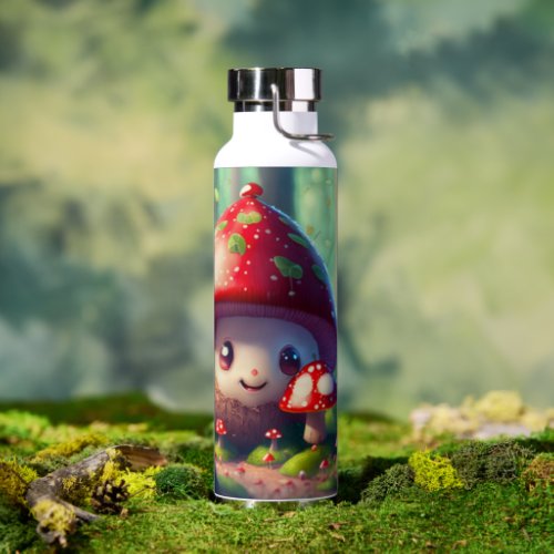 Cute toadstools in the forest _ good luck  water bottle