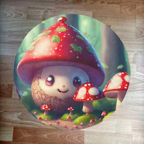 Cute toadstools in the forest _ nursery    rug