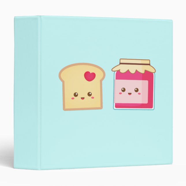 Cute Toast and Strawberry Jam, Spread the Love 3 Ring Binder (Front/Spine)