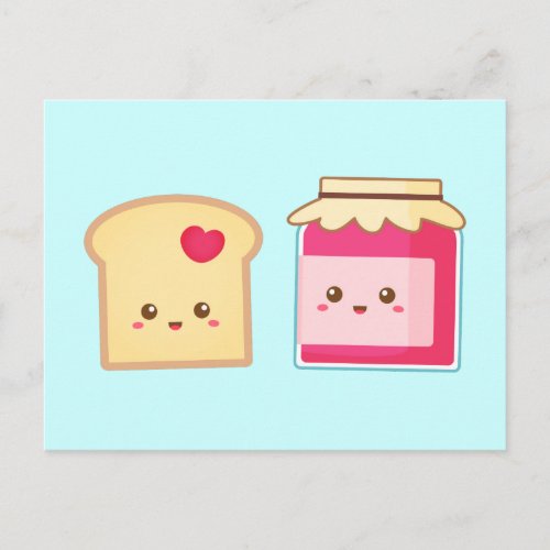 Cute Toast and Strawberry Jam Spread the Love Postcard