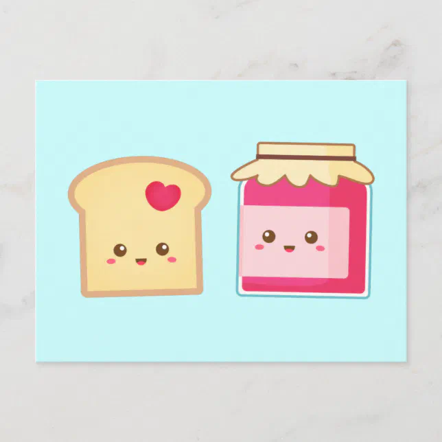 Cute Toast and Strawberry Jam, Spread the Love Postcard | Zazzle