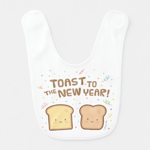 Cute Toast to the New Year Pun Humor Confetti Baby Bib