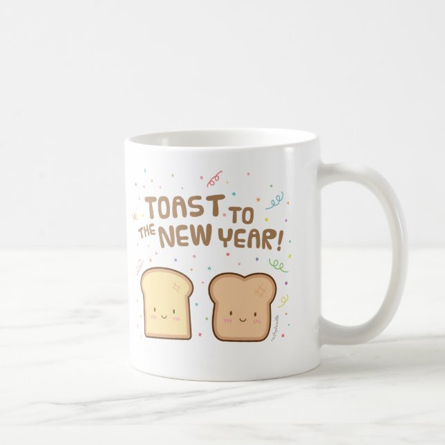 Cute Toast to the New Year Pun Humor Confetti Coffee Mug (Right)