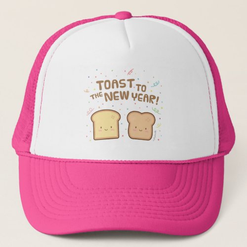 Cute Toast to the New Year Pun Humor Confetti Trucker Hat