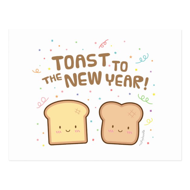 Cute Toast To The New Year Pun Humor Greeting Postcard