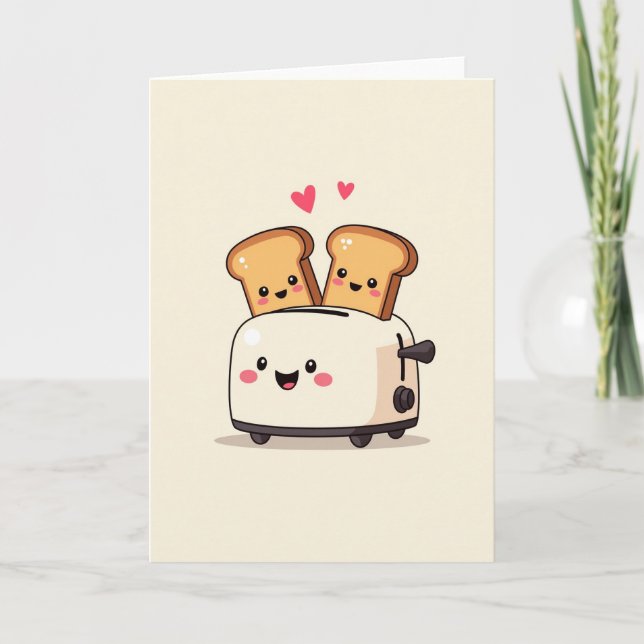 Cute Toaster Love Couple Card (Front)