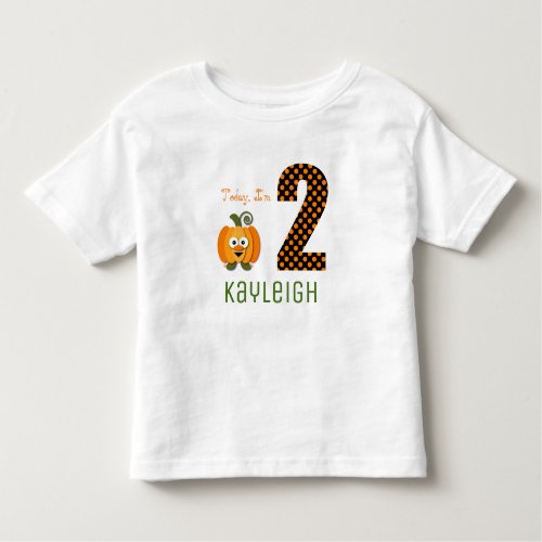 Cute Today Im 2 Little Pumpkin Birthday Toddler T_shirt