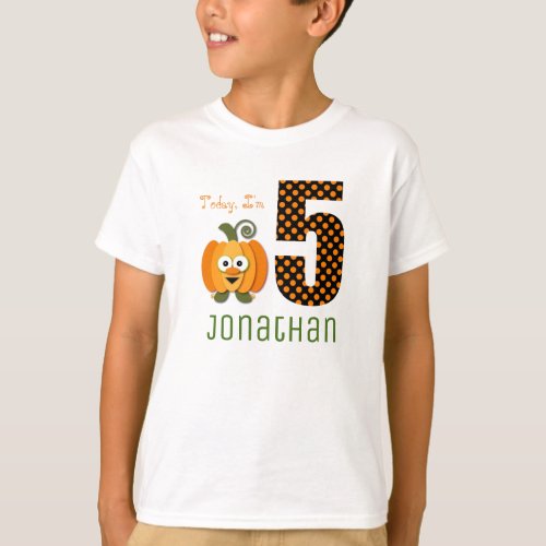 Cute Today Im 5 Orange Pumpkin Birthday T_Shirt