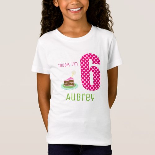 Cute Today Im 6 Birthday Cake Party T_Shirt