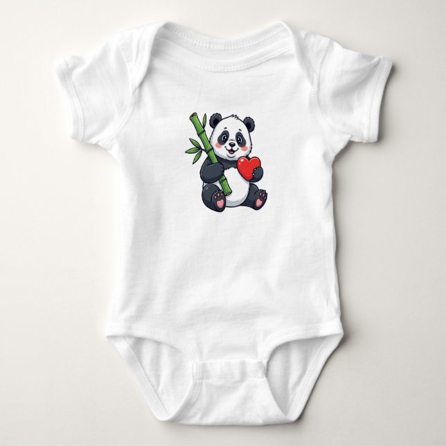 Cute Toddler Panda Design – Adorable Panda Illustr Baby Bodysuit (Front)