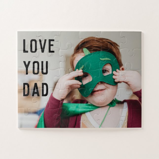 Cute Toddler Photo Featuring Kid’s Name For Dad Jigsaw Puzzle (Horizontal)