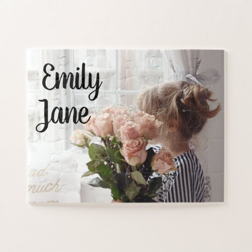 Cute Toddler Photo Featuring Kids Name Jigsaw Puzzle
