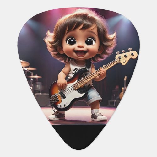 Cute Toddler Playing Bass Guitar Live in Concert Guitar Pick