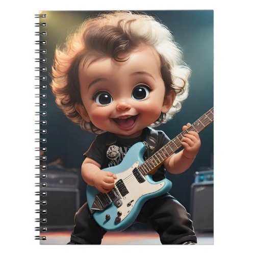 Cute Toddler Playing Guitar Live in Concert  Notebook