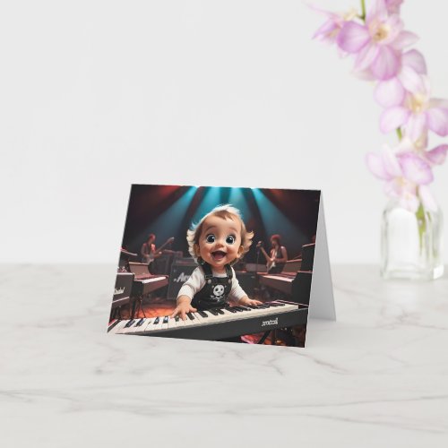 Cute Toddler Playing the Keyboards Blank Greeting  Card