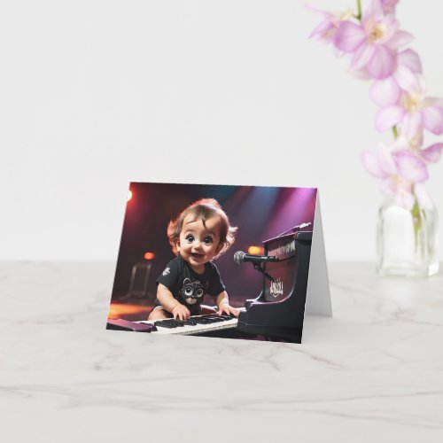Cute Toddler Playing the Keyboards Blank Greeting  Card