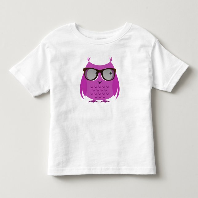 Cute Toddler Shirt, Pink Owl w/ Large Glasses! T-shirt (Front)
