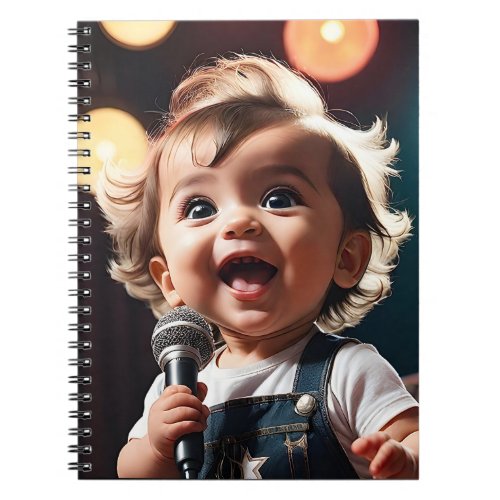 Cute Toddler Singing Passionately Microphone  Notebook