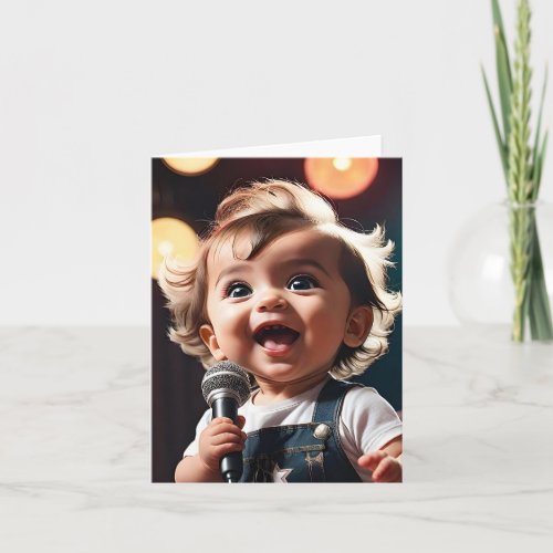 Cute Toddler Singing with Passion Blank Greeting  Card