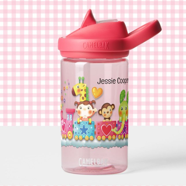 Cute Toddler Toy Train Personalize Name Durable Water Bottle (Creator Uploaded)