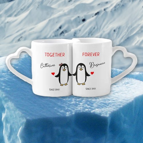 Cute Together Forever Penguins Valentines Day  Coffee Mug Set