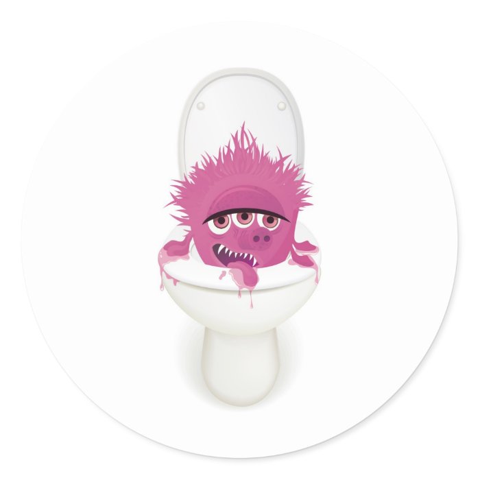 cute toilet monster in vector round stickers