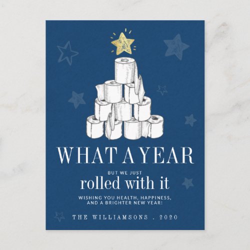 Cute Toilet Paper Christmas Tree Year 2020 Holiday Postcard