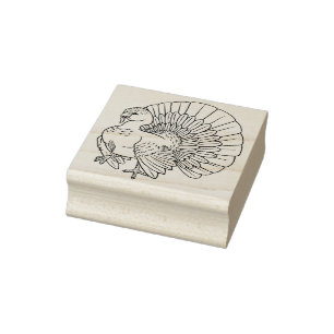 Cute Tom Turkey Thanksgiving Rubber Stamp