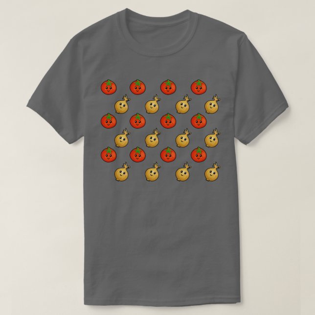 Cute Tomato And Onions T-Shirt (Design Front)