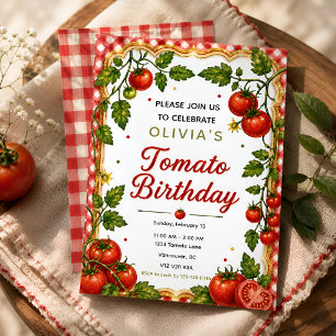 Cute Tomato Birthday Party Invitation