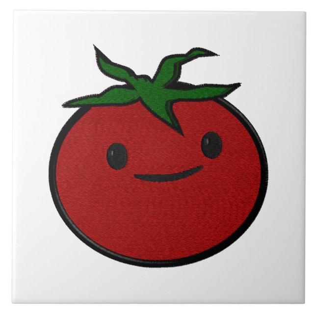 Cute Tomato Embroidery Print Decorative Ceramic Tile (Front)