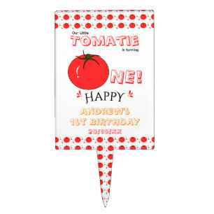 Cute Tomato Gender Neutral 1st Birthday Cake Topper