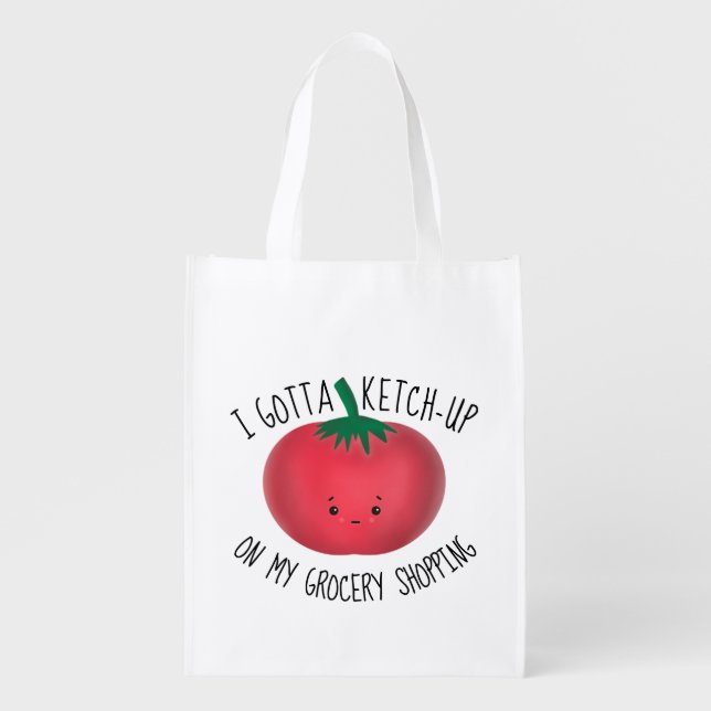Cute Tomato Ketchup Grocery Shopping Grocery Bag (Front)