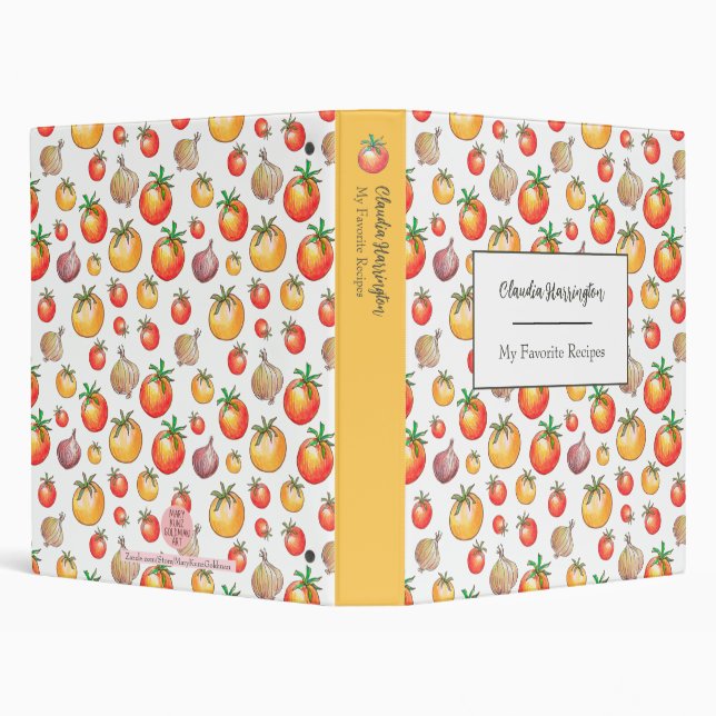 Cute Tomato Onion Chili Barbecue Summer Foodie 3 Ring Binder (Background)
