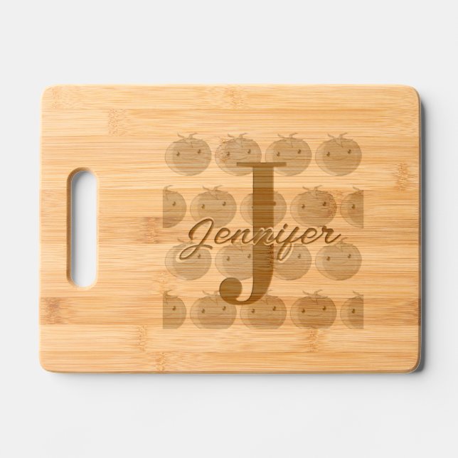 Cute Tomato Pattern Personalized Engraved Cutting Board (Front)