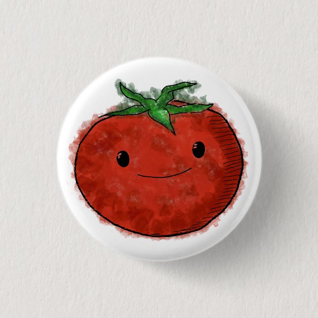 Cute Tomato Watercolor Button (Front)