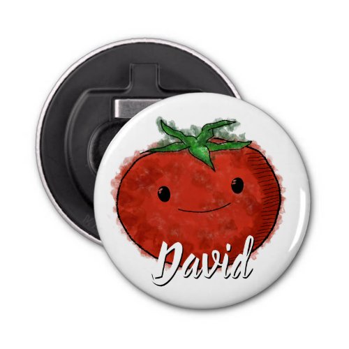 Cute Tomato Watercolor Custom Name Bottle Opener