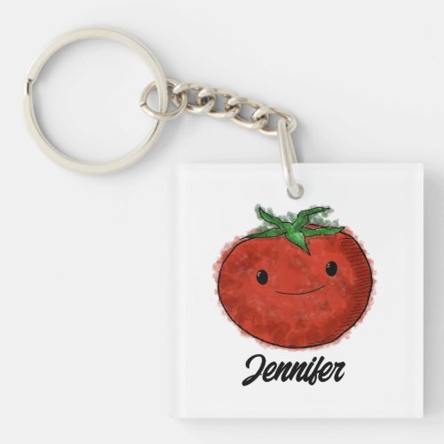 Cute Tomato Watercolor Keychain