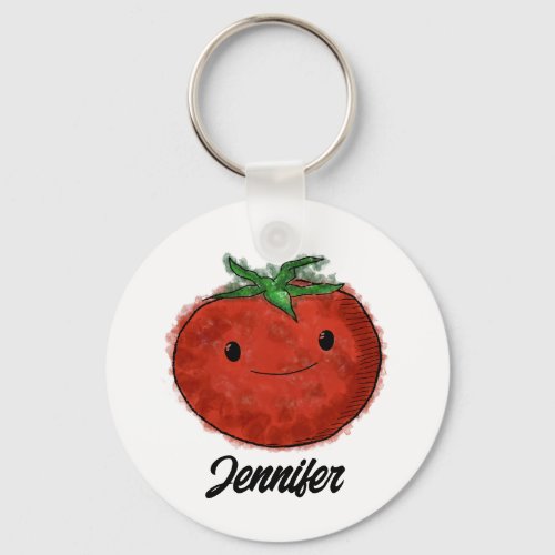 Cute Tomato Watercolor Keychain